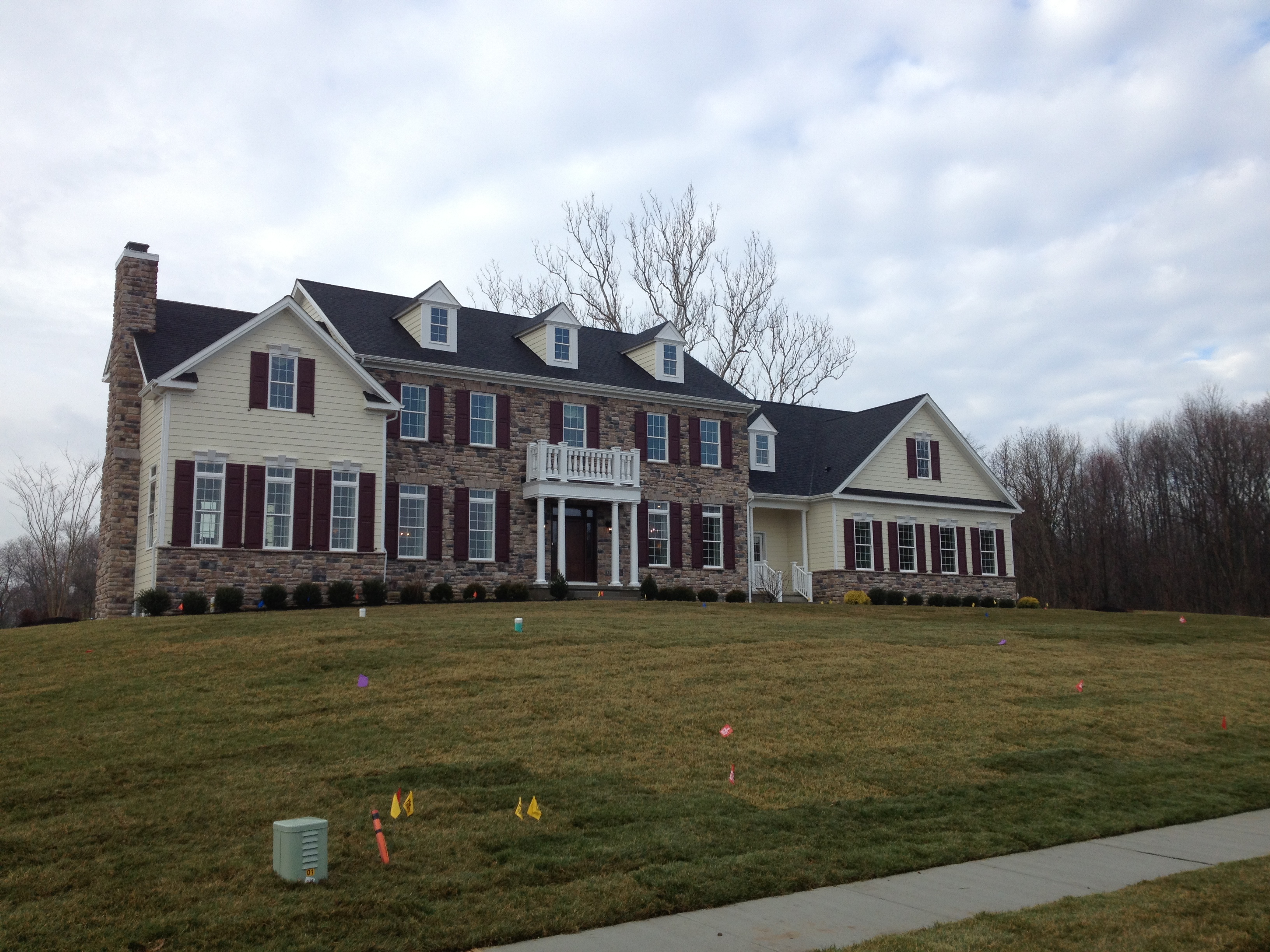 Single family home with brick veneer and chimney